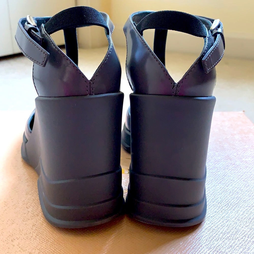 Prada wedge Mary Jane spazzolato leather Sz 39 - Picture 4 of 9